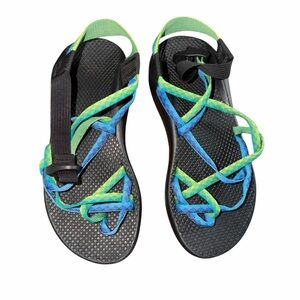 Chaco ZX2 Classic Sandals Women’s 7 Blue Green Toe Loop Hiking Outdoor